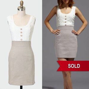 🍉 MODCLOTH White Gray Lace Button Pencil Dress